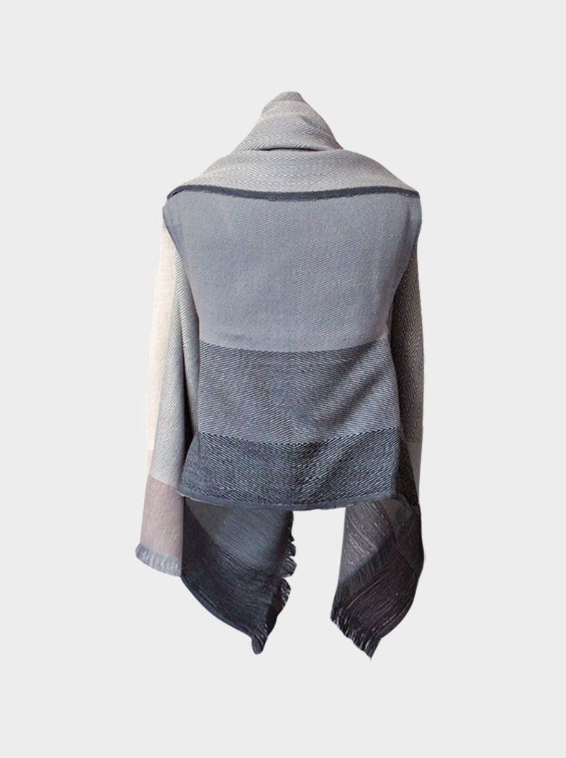 Womens Light Grey Soft wool multifunctional Cape poncho wrap chic natural shawl, dress, jacket, hoodie. size fits all perfect to gift. image 9