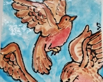 Bird tile - Handmade ceramic tile