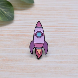 Cute Colourful Rocket Ship Enamel Pin Badge