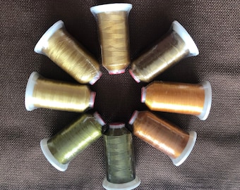 Polyester Machine Embroidery Thread, 40wt, 1100 Yards, Olive Green, Brass, Topaz