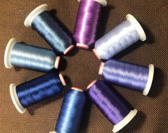 Violet & Blue Polyester Machine Embroidery Thread, 1000m
