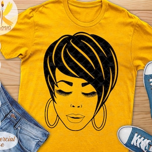 Black Woman SVG | Afro Woman SVG | Bob Hair Svg | Black Girl Silhouette Svg | Cricut File