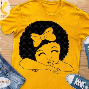Ragazza Afro SVG Carino Nero Ragazza SVG Afro Kid con Archi SVG Nero Peek a Boo Svg Cricut File