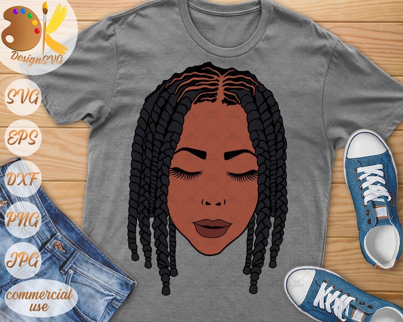 Black Woman With Braids SVG Afro Woman SVG Afro Girl SVG Black Girl Magic Svg Cricut File image 1