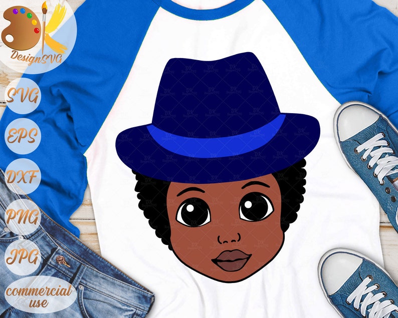 Download Afro Boy SVG Black Boy with Fashion Hat SVG Cute Afro Kid ...