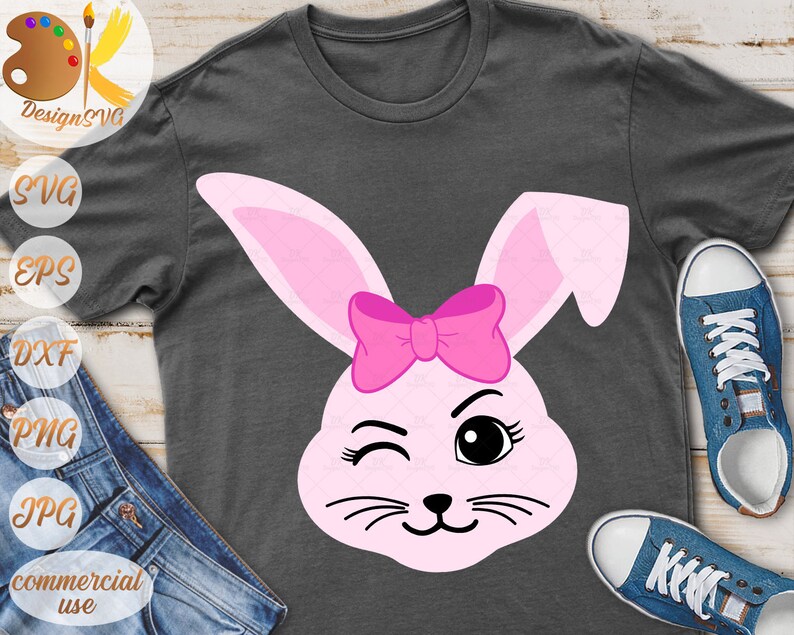 Download Cute Bunny Face SVG Girl Bunny Bow Svg Easter SVG Easter ...