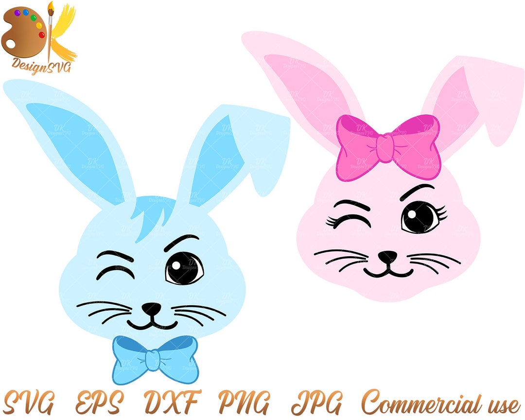 Bunny Face Svg Easter Girl SVG Easter Boy SVG Cute Easter Bunny SVG ...
