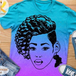 Afro Woman with Earrings SVG | Black Woman SVG | Strong Afro Girl SVG | Black Girl Silhouette Svg | Cricut File