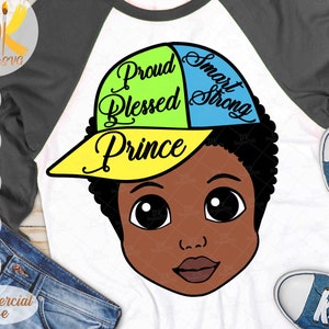 Zwarte jongen met woorden SVG | Jongen met Cap SVG | Kleine Afro Boy SVG | Zwarte Prins Svg | Cricut-bestand
