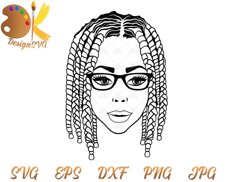Download Black Girl With Glasses SVG Afro Woman SVG Afro Braids SVG | Etsy