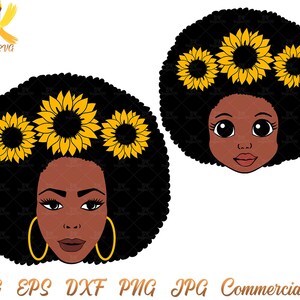 ママと私 SVG | 黒人女性バンドル SVG | 母の日 SVG | ナチュラルヘア SVG | Cricut ファイル