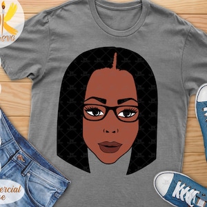 Afro Woman With Glasses SVG, Black Woman SVG, Straight Hair SVG, Afro Girl Svg, Black Girl Magic Svg, Melanin Svg, Silhouette, Cricut File