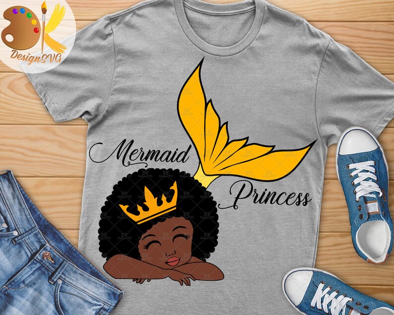 Download Black Mermaid SVG Mermaid Girl SVG Afro Girl with Crown | Etsy