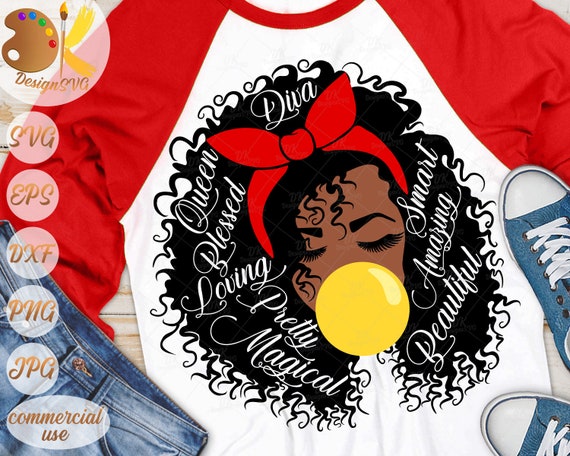 Download Black Woman With Words Svg Afro Woman With Bandana Svg Etsy