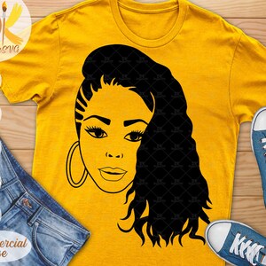Afro Woman with Earrings SVG | Black Woman SVG | Straight Hair SVG | Black Girl Magic Silhouette Svg | Cricut File