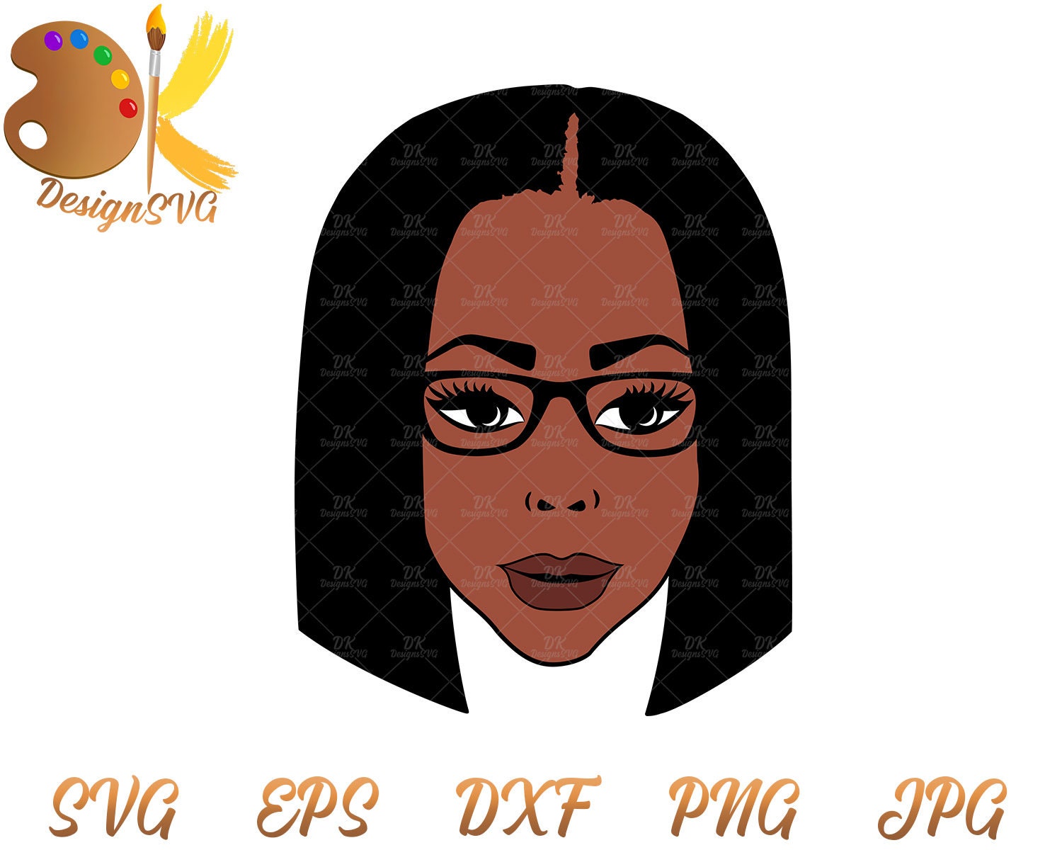 Afro Woman With Glasses SVG Black Woman SVG Straight Hair Etsy