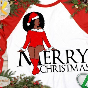 Natal Mulher Negra SVG, Mulher Afro SVG, Feliz Natal SVG, Mulher Afro-Americana Svg, Black Santa Svg, Eps, Dxf, Png, Arquivos Cricut