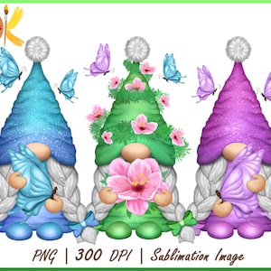 Frühlingsmädchen Wichtel Sublimation, Blumen Wichtel Png Clipart, Schmetterling Wichtel Sublimation, Hello Spring Sublimation Designs