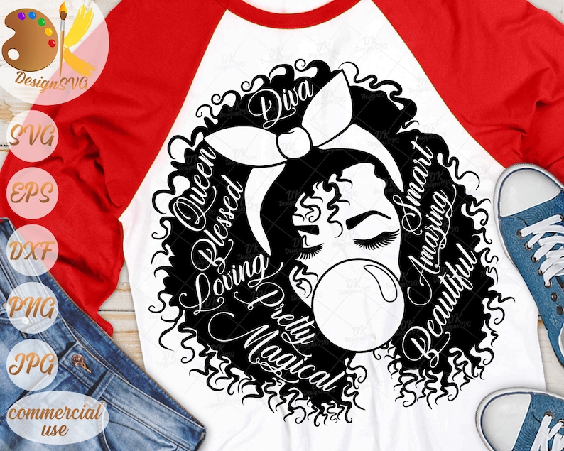 Download Afro Woman with Words SVG Black Woman with Bandana SVG | Etsy