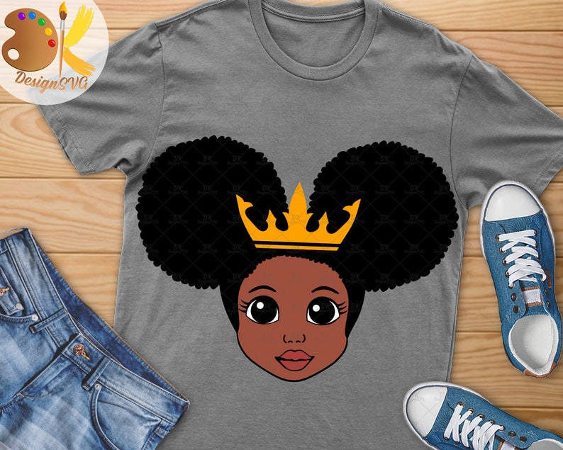 Download Black Girl SVG Afro Girl with Crown SVG Cute Black Kid Svg ...