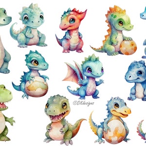 Watercolor Dinosaurs Clipart Png, Cute Dinosaur Clipart, Baby Dino Png ...