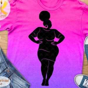 Afro Frau SVG | Schwarze dicke Frau SVG | Schwarzes Mädchen SVG | Silhouette Svg | Cricut-Datei