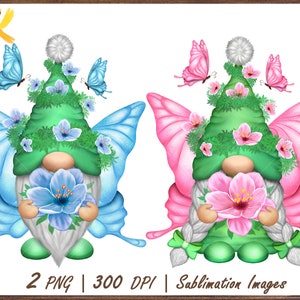 Schmetterlingswichtel Sublimation, Fee Zwerge Png Clipart, Schmetterling Sublimation Designs, Flower Gnomes Png, Fairytale Png Clipart