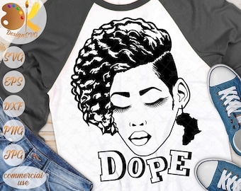 Dope Woman SVG | African American Woman SVG | Black Woman SVG | Afro Woman Silhouette Svg | Cricut File