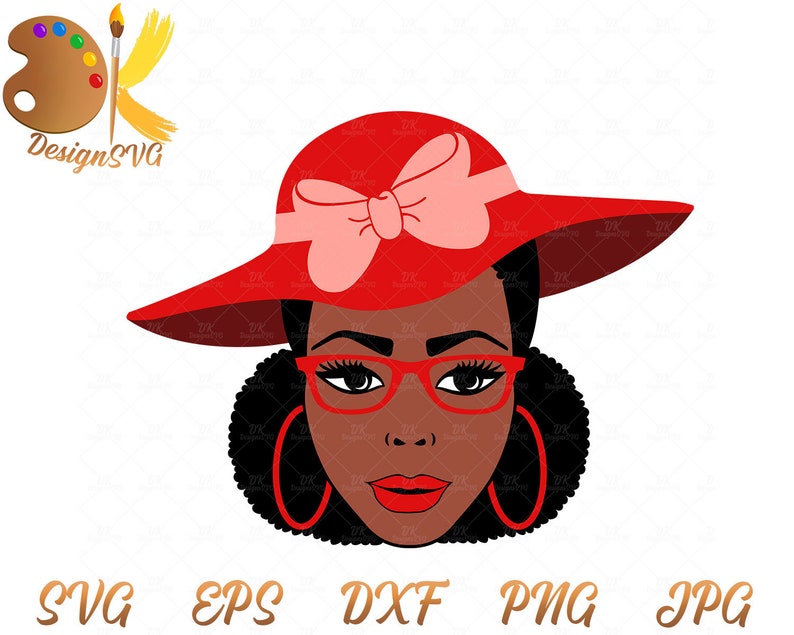 Download Afro Woman SVG Fashion Hat SVG Black Woman with Glasses | Etsy