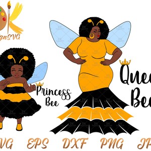 Mamãe e eu SVG | Abelha Rainha e Abelha Princesa SVG | Dia das Mães SVG | Mulher Negra Svg | Arquivo Cricut