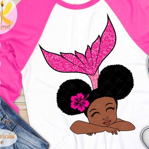 Black Mermaid SVG | Mermaid Girl SVG |  Black Girl with Flower SVG | Afro Girl Svg | Cricut File