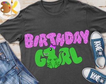 Birthday Girl SVG | Girl Dinosaur Svg | Cute T-rex SVG | Cute Dinosaur SVG | Cricut File