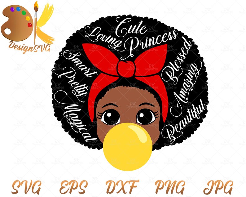 Download Black Girl with Words SVG Girl with Bandana SVG Cute Afro | Etsy