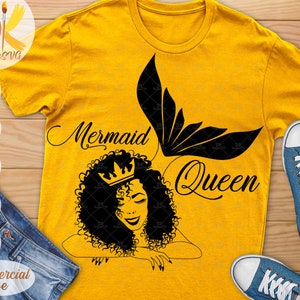 Afro Mermaid SVG | Mermaid Woman SVG | Black Woman with Crown SVG | Afro Queen Svg | Cricut File