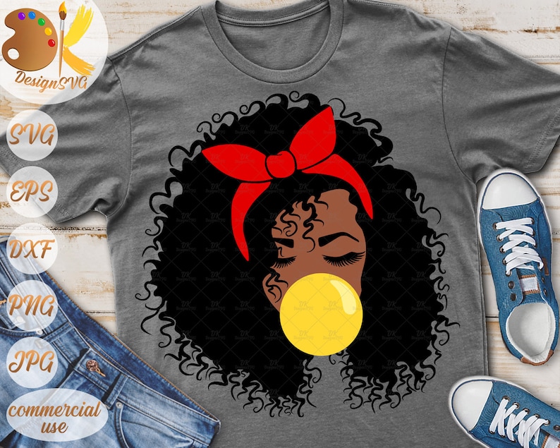 Download Black Woman with Bandana SVG Afro Woman SVG Black Girl | Etsy