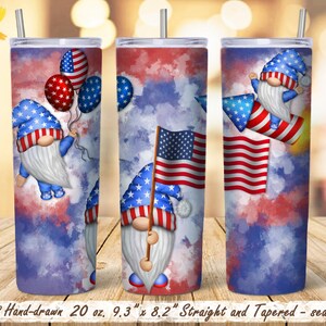 4 juillet Tumbler Wrap Png, Gnomes Tumbler Wrap Png Sublimation, American Tumbler Wrap Png, 20 oz Skinny Tumbler Sublimation