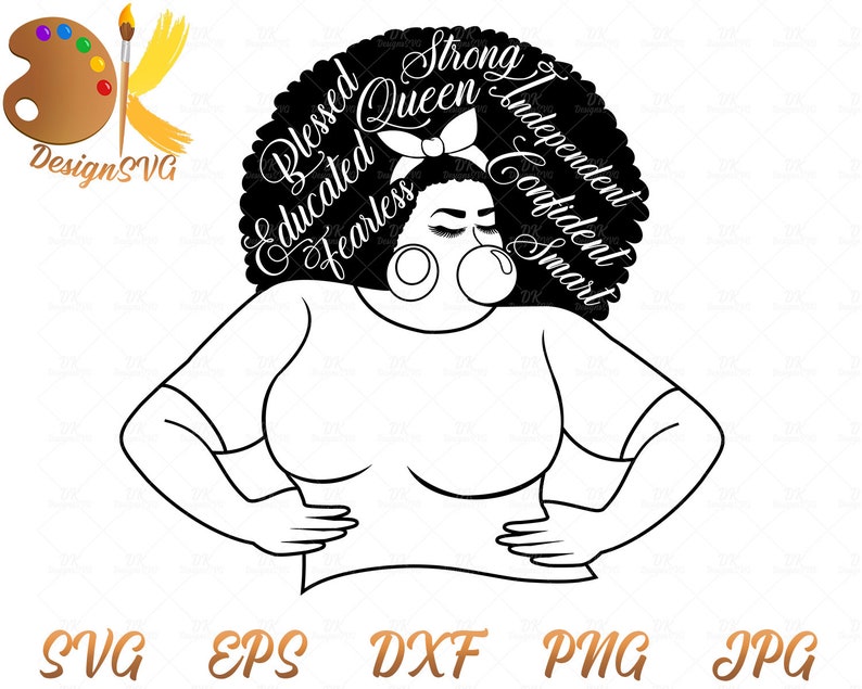 Download Afro Woman with Words SVG Black Woman with Bandana SVG | Etsy