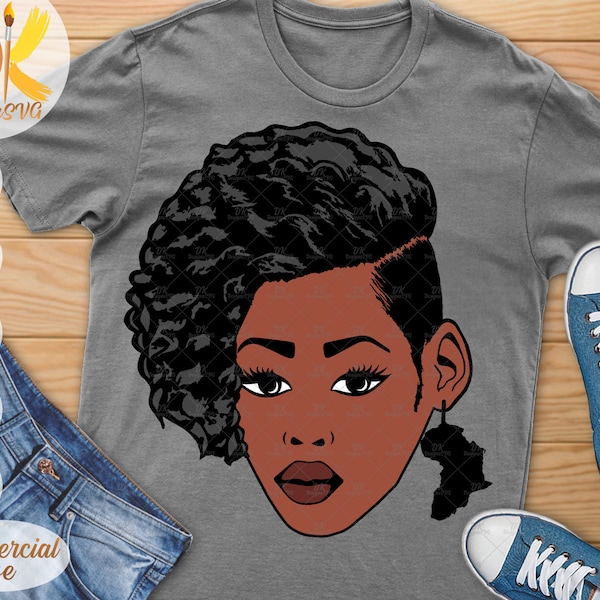 Black Woman with Short Hair SVG | Afro Woman SVG | African American SVG | Black Diva Svg | Cricut File