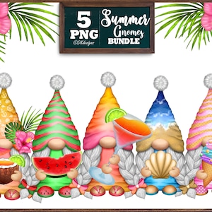 Summer Gnomes PNG Sublimation Bundle, Beach Gnomes Png Clipart, Tropical Gnomes Sublimation, Ice Cream Gnome Png, Watermelon Gnome Png