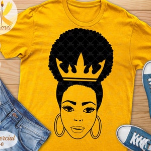 Black Woman with Crown  SVG | Black Queen SVG | Strong Black Woman SVG | Afro Woman  Svg |Cricut File