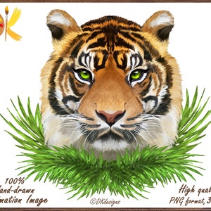 Tiger Face Sublimation, Tiger Png, Wild Animal Sublimation, Tiger Head Png, Tiger Printable, Animal Portrait Digital Download File