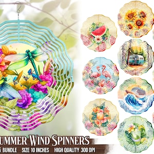Summer Wind Spinner Sublimation Bundle, Beach Wind Spinner Png, Flower Wind Spinner, Wind Spinner Png 10 inch, Digital Download File Png