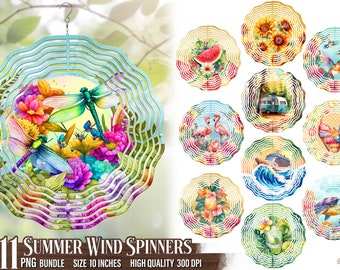 Summer Wind Spinner Sublimation Bundle, Beach Wind Spinner Png, Flower Wind Spinner, Wind Spinner Png 10 pouces, Fichier de téléchargement numérique Png