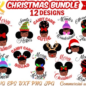 Christmas Black Girl SVG, Peekaboo SVG, Black Santa Svg, African American Christmas Svg, Black Woman SVG Bundle, Black Girl Magic Svg, Png