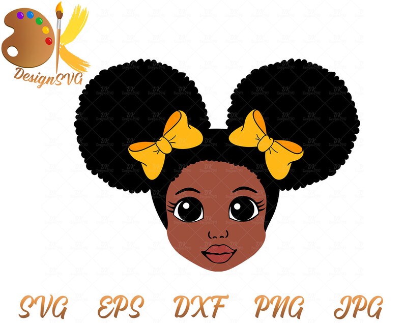 Afro Girl with Bows SVG Cute Black Girl SVG Afro Kid SVG | Etsy