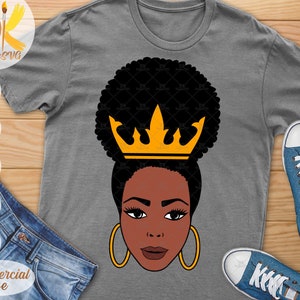 Afro Woman with Crown SVG | Black Queen SVG | Strong Afro Woman SVG |  Black Woman Svg |Cricut File