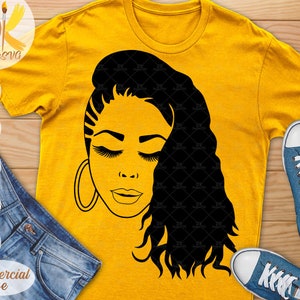 Afro Woman SVG | Black Woman  with Earrings SVG | Straight Hair SVG | Black Girl Magic Silhouette Svg | Cricut File