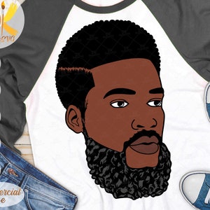 Homme noir avec la barbe SVG | Afro Man Svg - France | Dope Black Dad SVG | Roi Noir SVG | Fichier Cricut