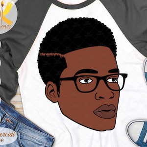 Homme noir avec des lunettes SVG | Afro Man Svg - France | Dope Black Dad SVG | SVG noir et instruit | Fichier Cricut