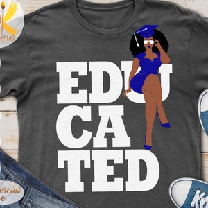 Afro Mujer Graduación SVG, Mujer Negra Educada SVG, Smart Black Girl Svg, Negro y Educado Svg, BAE Svg, Clipart, Png, Dxf, Archivos Cricut